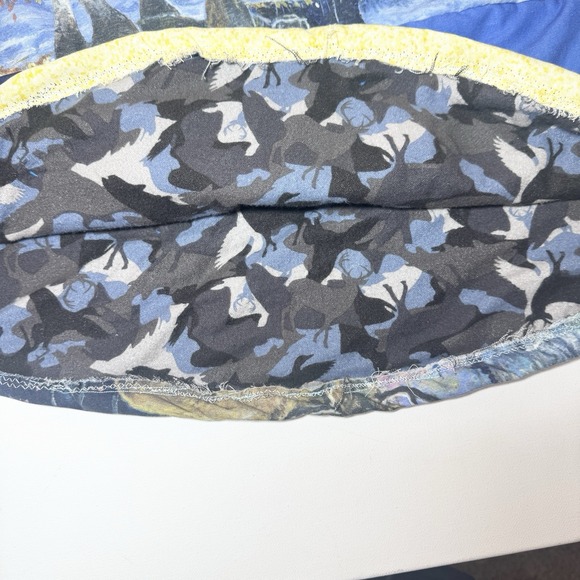 Upcycled Wildlife Patchwork Crewneck Handmade Quilt Rework Mountain Spirit Vibes - Picture 4 of 8